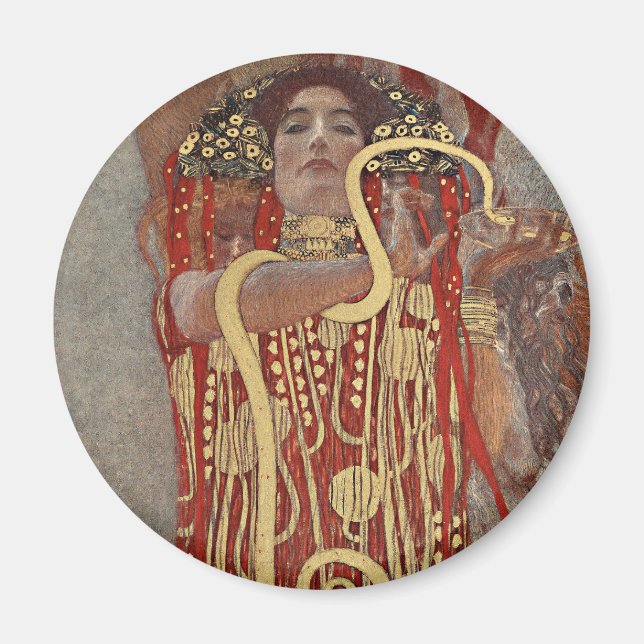 Hygieia by Gustav Klimt, Vintage Art Nouveau Magnet (Front)