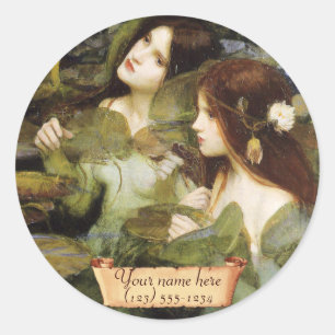 "Hylas and the Nymphs" Pre-Raphaelite Bookplate Classic Round Sticker
