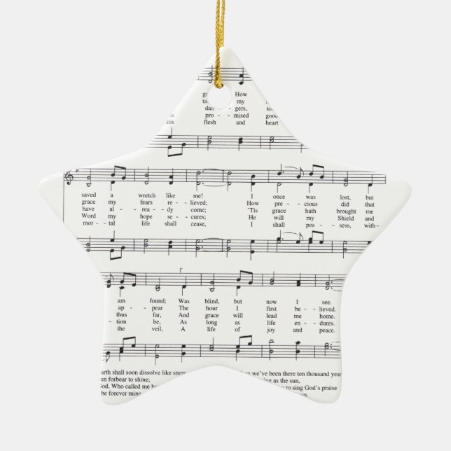 Hymn - Amazing Grace Ceramic Tree Decoration (Front)
