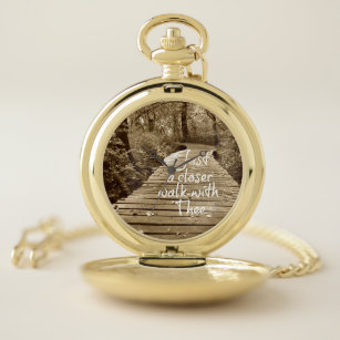 Hymn: Just a Closer Walk with Thee Lyric Quote Pocket Watch