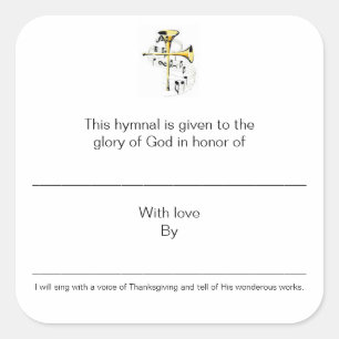 Hymnal Plates In Honour of Square Sticker