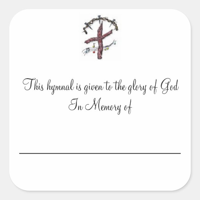 Hymnal Plates In Memory of Square Sticker (Front)