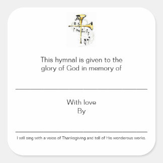 Hymnal Plates In Memory of Square Sticker