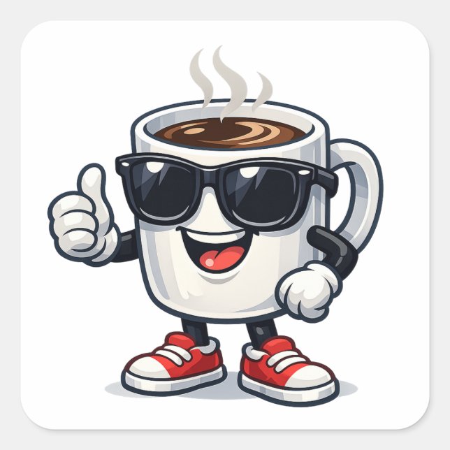 Hyped Up Coffee Cup Square Sticker (Front)