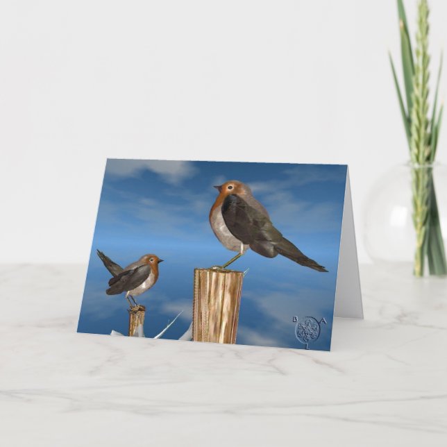 HYPER BIRDS / ROBIN RED BREAST HOLIDAY CARD (Front)