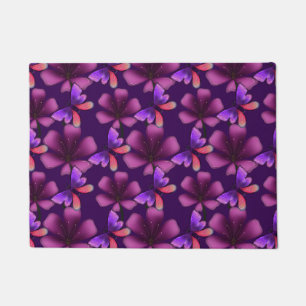 Hyper-Bloom Purple Butterfly: Dark Floral Doormat