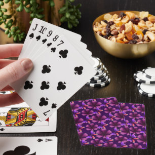 Hyper-Bloom Purple Butterfly: Dark Floral Playing Cards