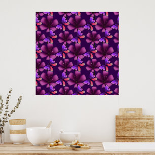 Hyper-Bloom Purple Butterfly: Dark Maximalist Flor Poster