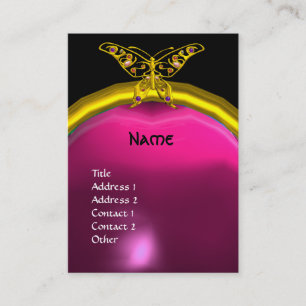 HYPER BUTTERFLY AMETHYST MONOGRAM yellow pink Business Card