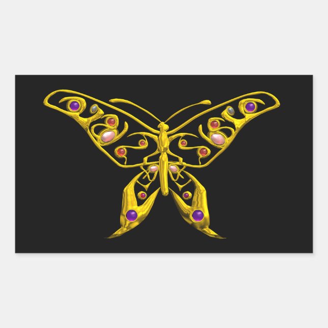 HYPER BUTTERFLY, black Rectangular Sticker (Front)