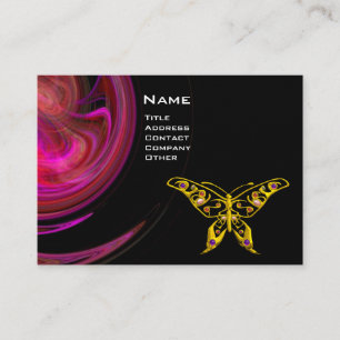 HYPER BUTTERFLY- bright pink violet black yellow Business Card