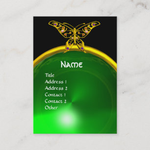 HYPER BUTTERFLY  EMERALD MONOGRAM green yellow Business Card