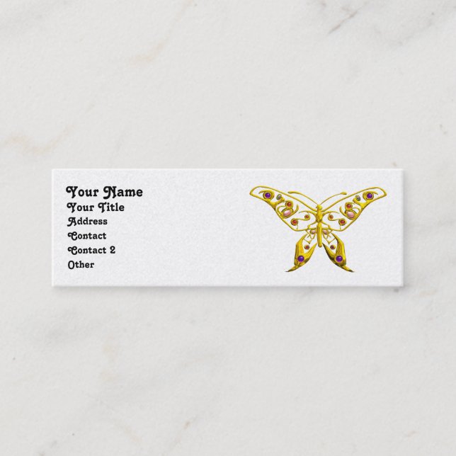 HYPER BUTTERFLY,gold metallic paper Mini Business Card (Front)