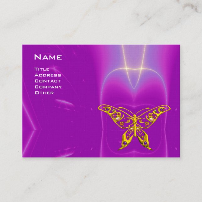 HYPER BUTTERFLY / LIGHT WAVES, Pink,Purple,Violet Business Card (Front)
