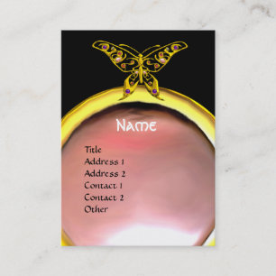 HYPER BUTTERFLY MONOGRAM pearl yellow black pink Business Card