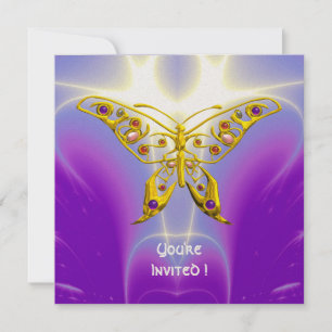 HYPER BUTTERFLY purple fuchsia violet champagne Invitation