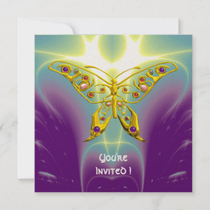 HYPER BUTTERFLY purple green violet champagne Invitation