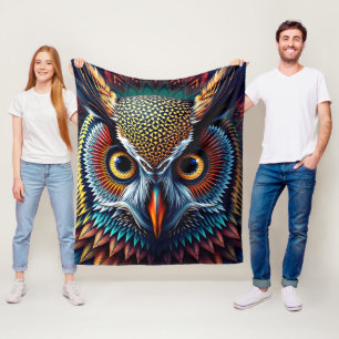 Hyper-Detailed Owl Portrait   Realistic & Intense Fleece Blanket