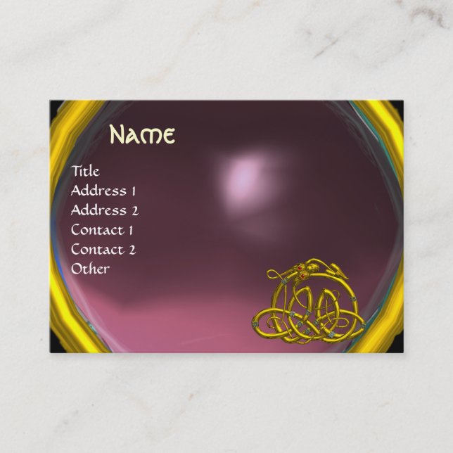 HYPER DRAGON AMETHYST , bright purple pink Business Card (Front)