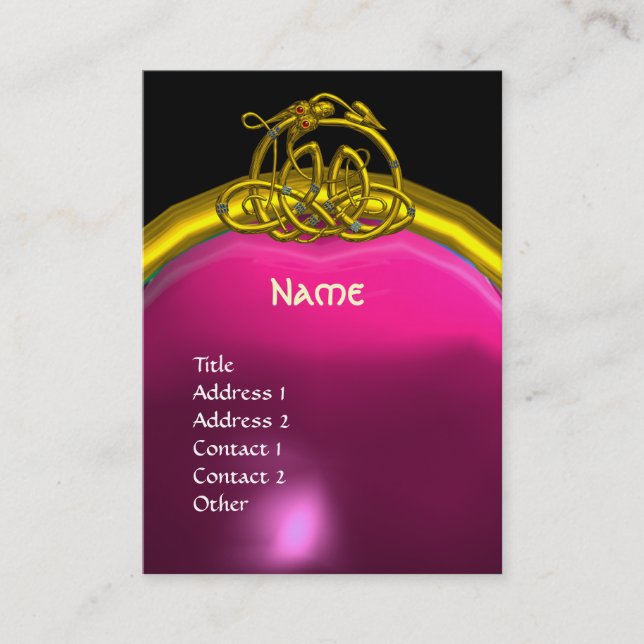 HYPER DRAGON AMETHYST ,bright purple pink yellow Business Card (Front)
