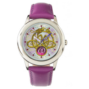 HYPER DRAGON / GOLD CELTIC KNOTS GEMSTONE MONOGRAM WATCH
