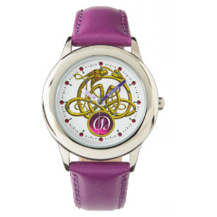 HYPER DRAGON / GOLD CELTIC KNOTS GEMSTONE MONOGRAM WATCH