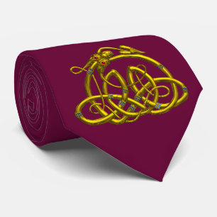 HYPER DRAGON ,Gold Red Celtic Knots Tie