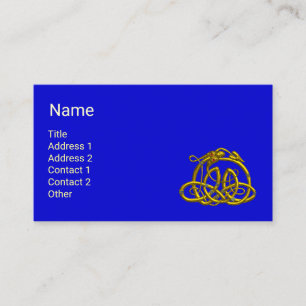 HYPER DRAGON WITH GOLD CELTIC KNOTS Blue Fantasy Business Card