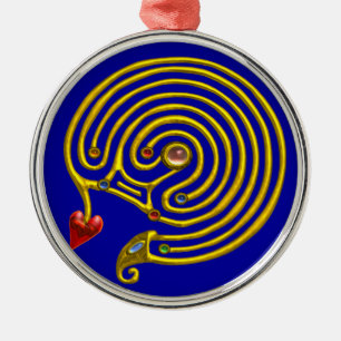 HYPER LABYRINTH blue Metal Ornament