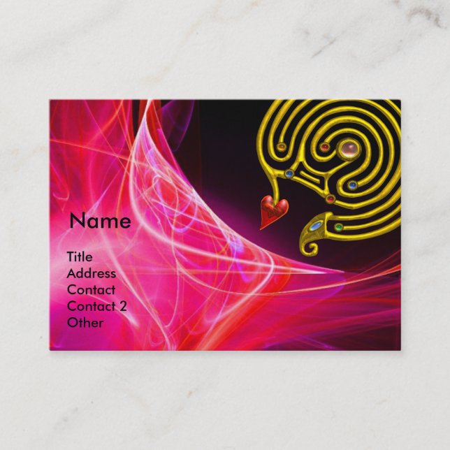 HYPER LABYRINTH IN PINK FUCHSIA RED LIGHT WAVES BUSINESS CARD (Front)