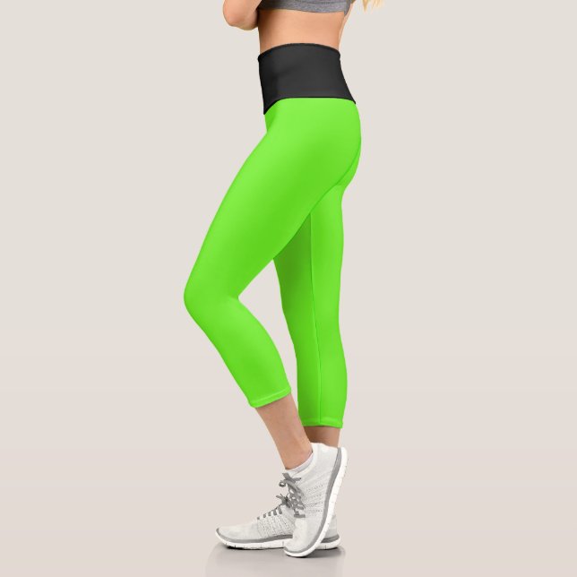 Hyper Lime Black High Waisted Yoga Capris (Left)