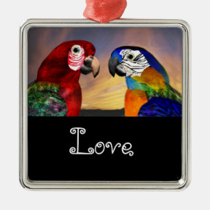 HYPER PARROTS / BLUE AND RED ARA Love Metal Ornament