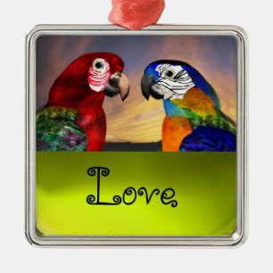 HYPER PARROTS / BLUE AND RED ARA Topaz Love Metal Tree Decoration