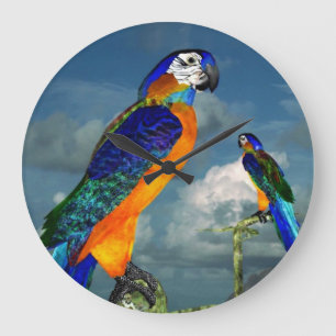 HYPER PARROTS / BLUE ARA LARGE CLOCK