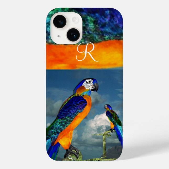 HYPER PARROTS /BLUE ARA MONOGRAM Case-Mate iPhone CASE (Back)