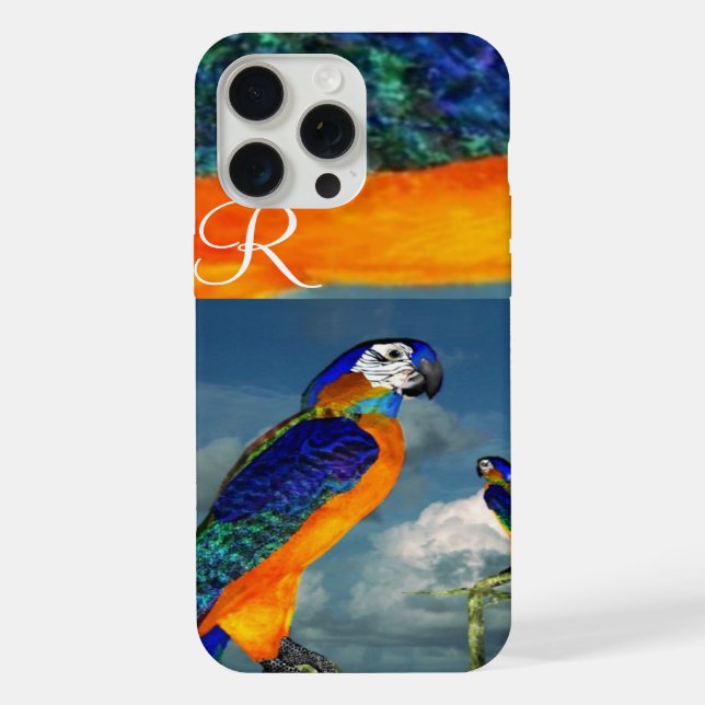 HYPER PARROTS /BLUE ARA MONOGRAM iPhone CASE (Back)
