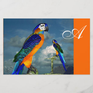 HYPER PARROTS / BLUE ARA MONOGRAM, orange Stationery
