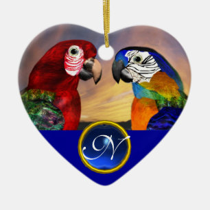 HYPER PARROTS BLUE SAPPHIRE GEM MONOGRAM Love Ceramic Tree Decoration