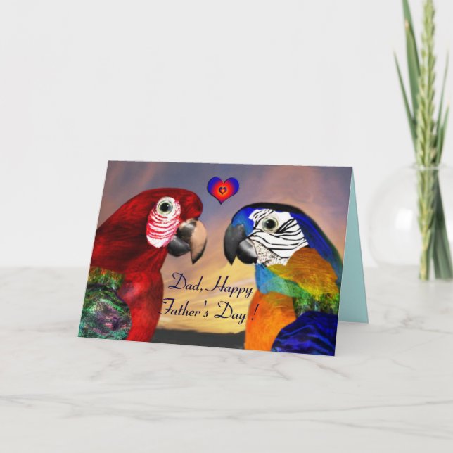 HYPER PARROTS / RED AND BLUE ARA Father's Day Card (Front)
