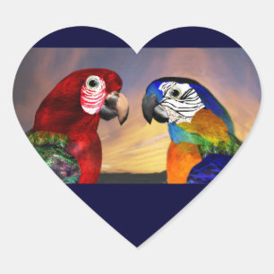HYPER PARROTS / RED AND BLUE ARA  heart Sticker