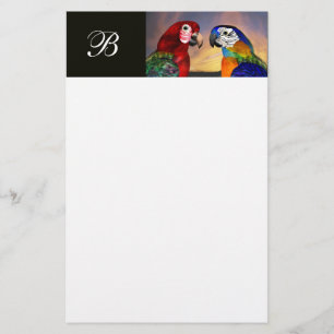 HYPER PARROTS / RED AND BLUE ARA  MONOGRAM STATIONERY