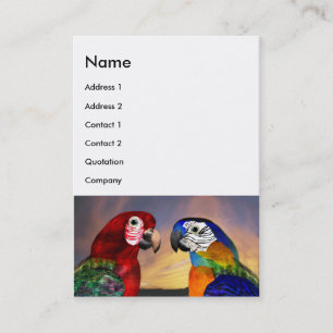 HYPER PARROTS / RED AND BLUE ARA White Business Card