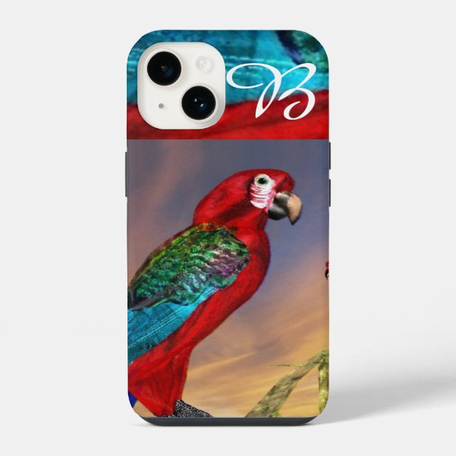 HYPER PARROTS / RED ARA MONOGRAM iPhone CASE (Back)