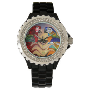HYPER PARROTS RED,BLUE ARA ,COLORFUL REFLECTIONS WATCH