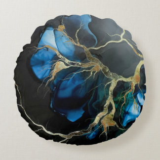Hyper-Realistic Alcohol Ink Dreamscape  Round Cushion