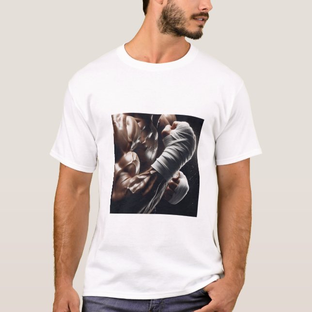 Hyper-Realistic Bodybuilder Boxing Hands Wrapped M T-Shirt (Front)