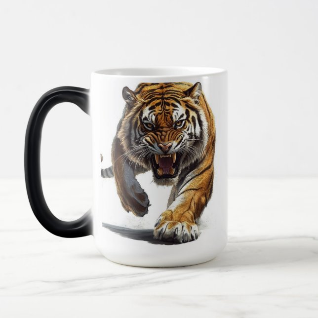 Hyper-Realistic Charging Tiger Magic Mug (Left)