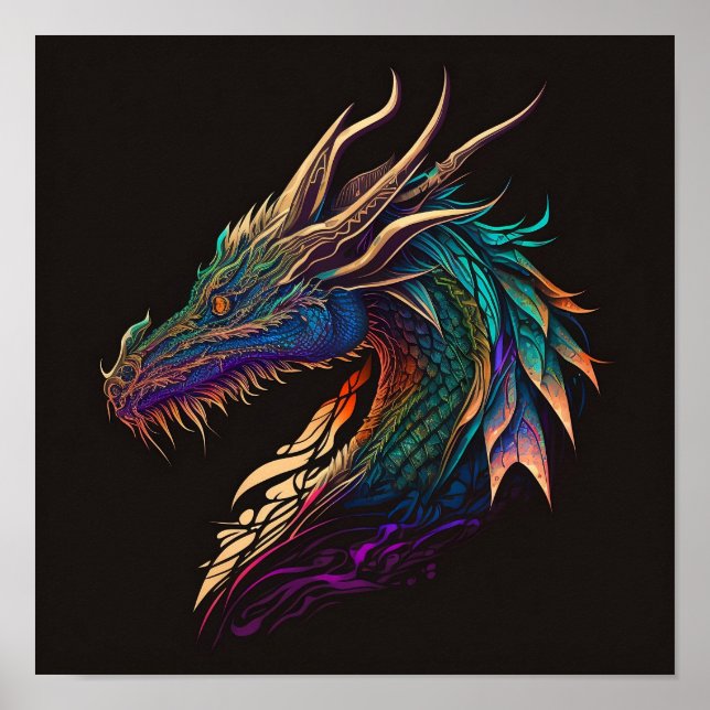 Hyper Realistic Dragon Digital Art Poster (Front)