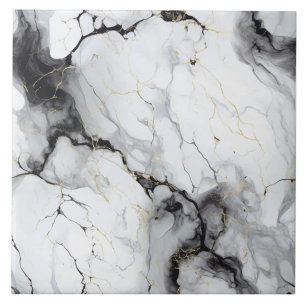 Hyper-Realistic Marble effect with Gold & Black Ceramic Tile