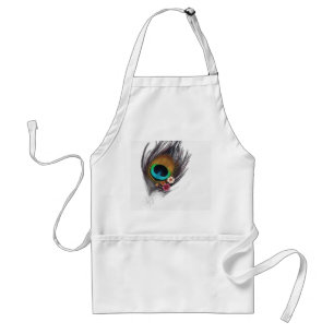 Hyper-Realistic Peacock Feather with Floral Patter Standard Apron